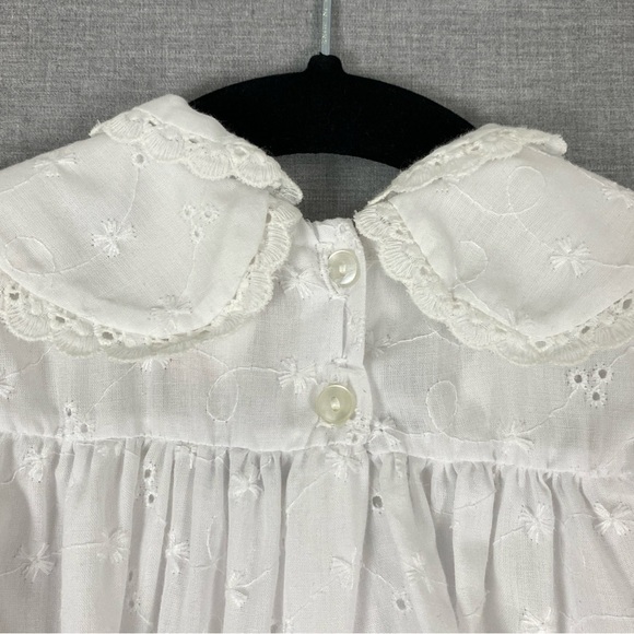 White Eyelet Christening Gown with Bonnet and Undershirt Vintage - Picture 5 of 11